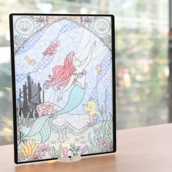 Disney The Little Mermaid Ariel Stained Glass Cutting Board New Sealed Stickers - Picture 2 of 9